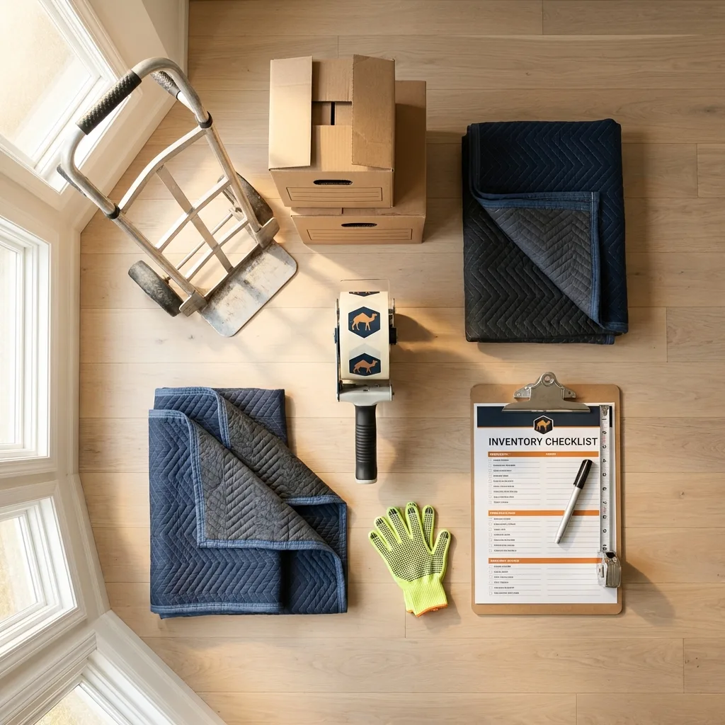 Professional moving supplies and packing materials layout for Woodville residential relocations